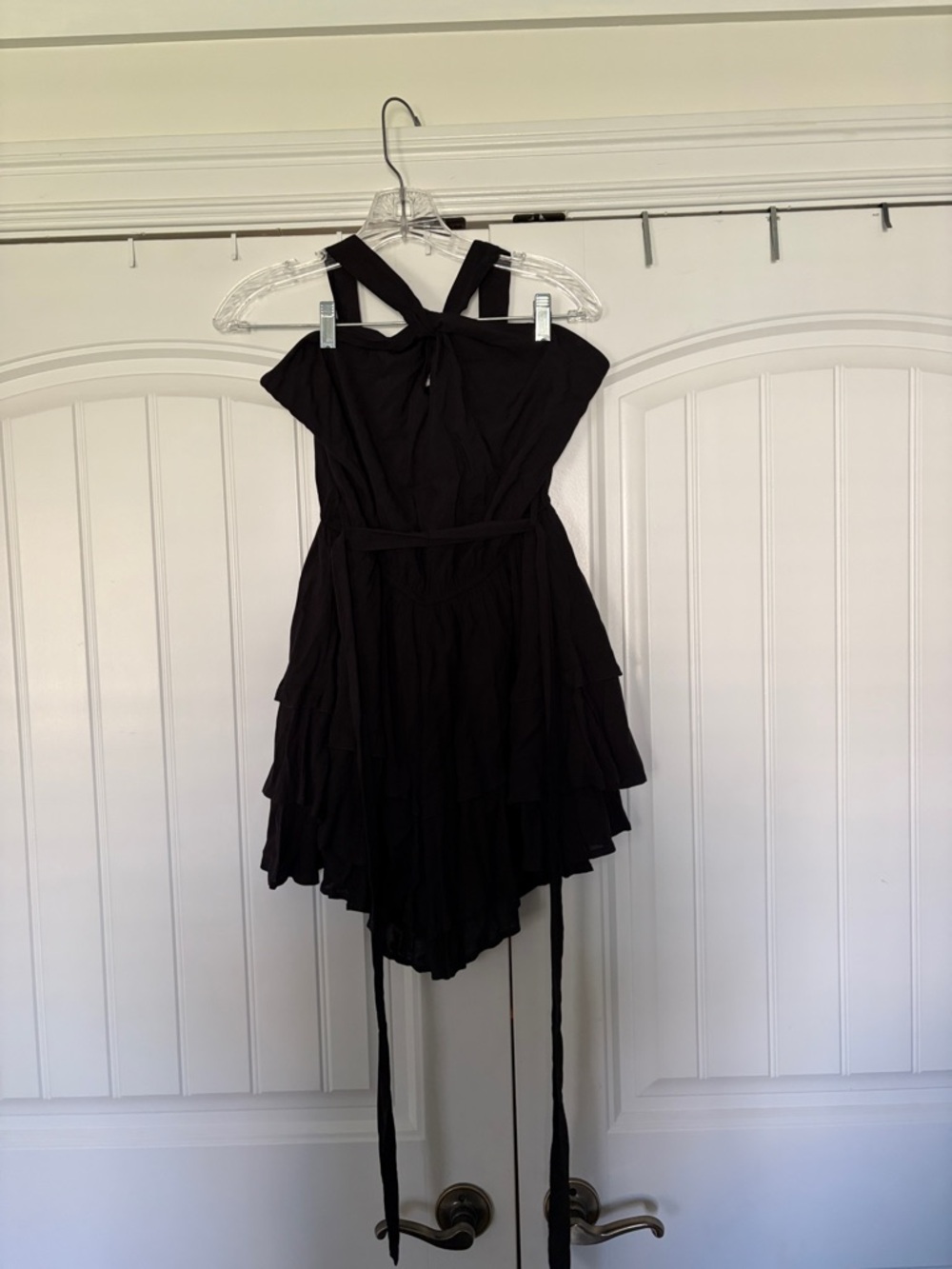 Black Tiered Halter Dress - Women
